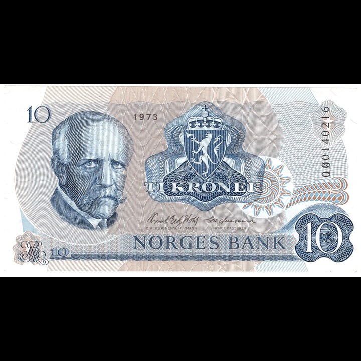 10 kroner 1973 QØ. Erstattningsseddel. Kv.0