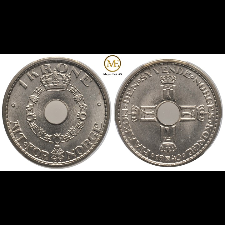 1 krone 1940 Haakon VII. MS66. Prakt eksemplar