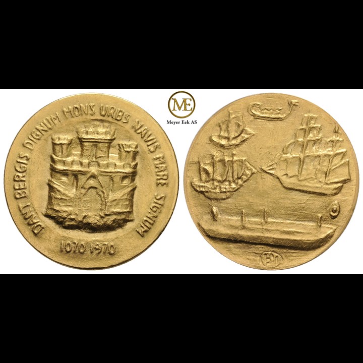 Bergen 900 år, 1070-1970, gullmedalje 15 gram 900/1000 
