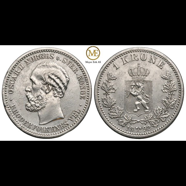 1 krone 1892 Oscar II. Kv.01
