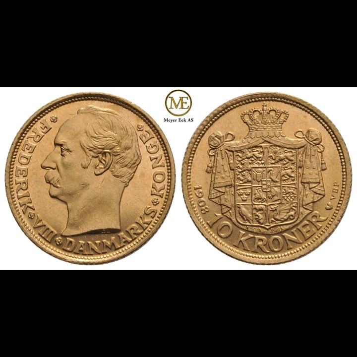 10 kroner 1908 Frederik III. Kv.0/01