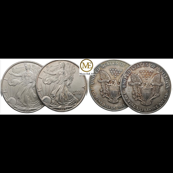 2 x Liberty dollar 1997. 2 oz rent sølv
