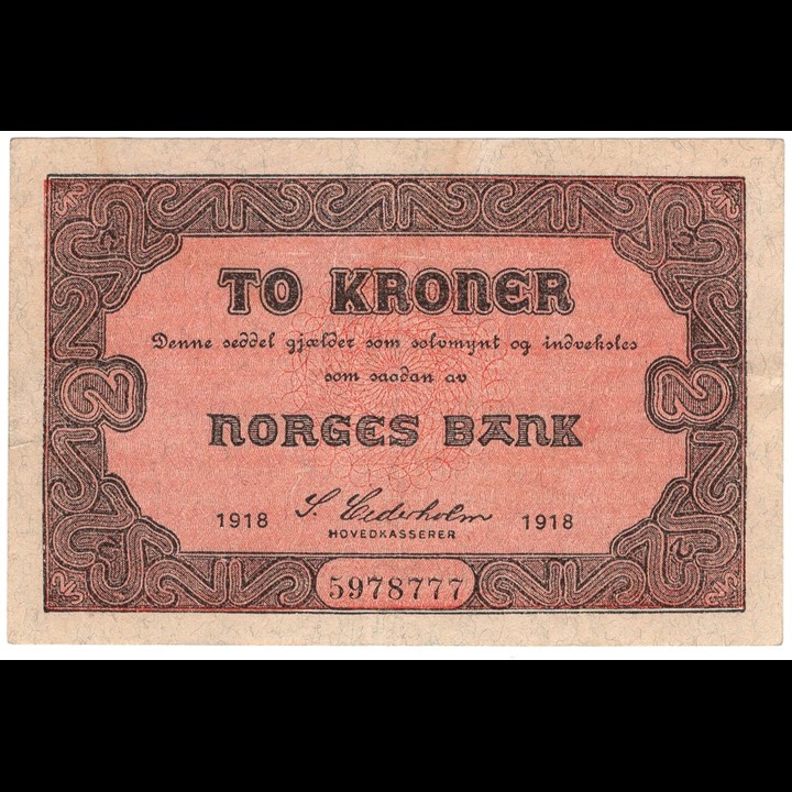 To kroner 1918 Kv.1+
