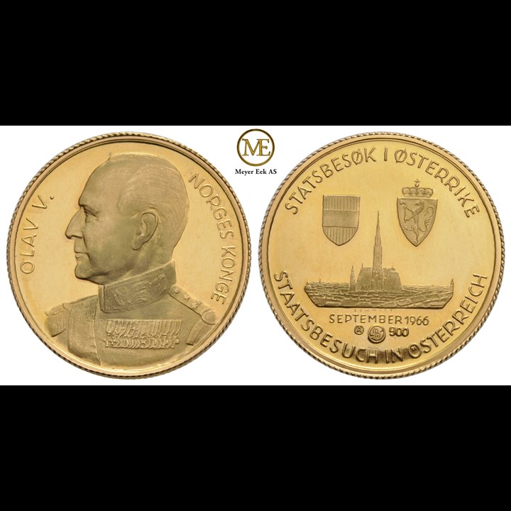Medalje av kong Olav sitt statsbesøk i Østerrike. Kv.0