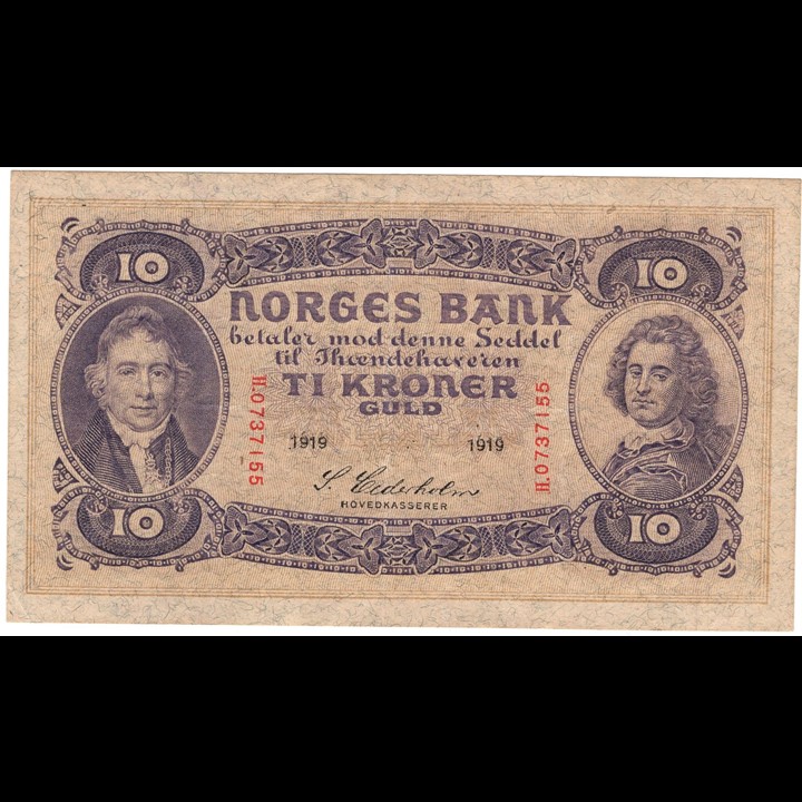 10 kroner 1919 H.0737155.  Kv.1+