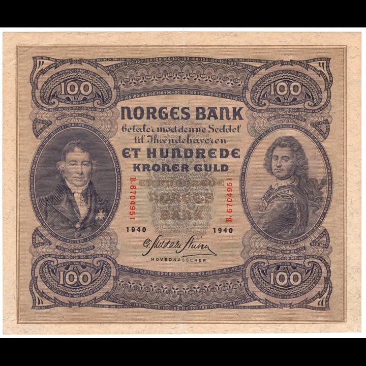 100 kroner 1940 B.6704951. Kv.1+