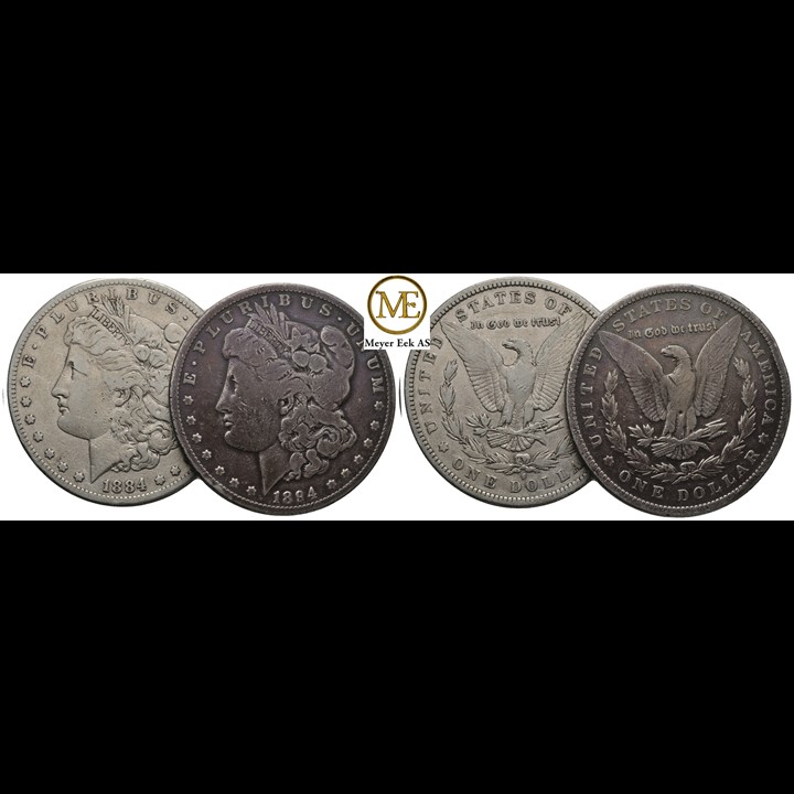 2 x Morgan dollar 1884 VK.