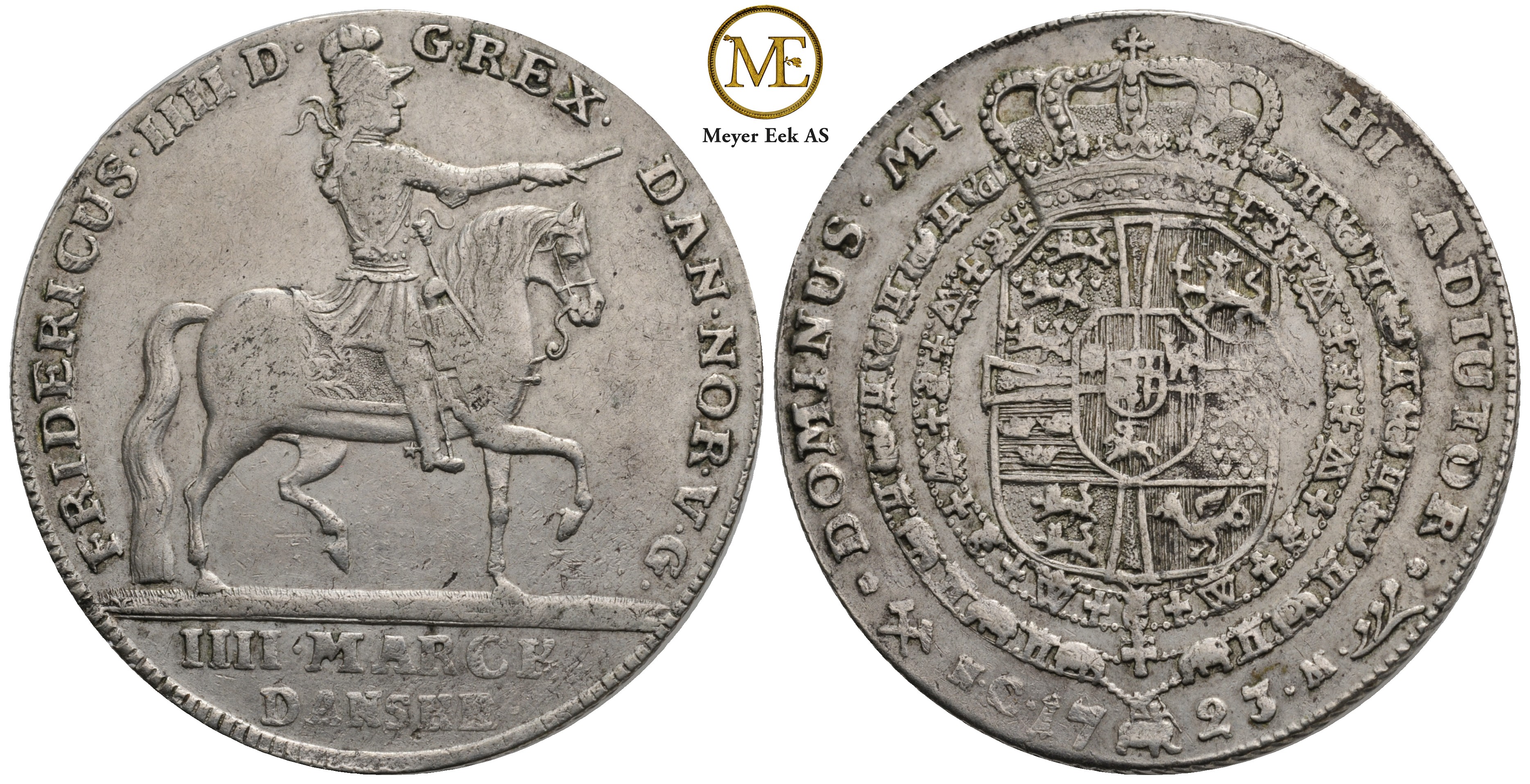 4 mark 1723 Frederik IV. Kv.1+