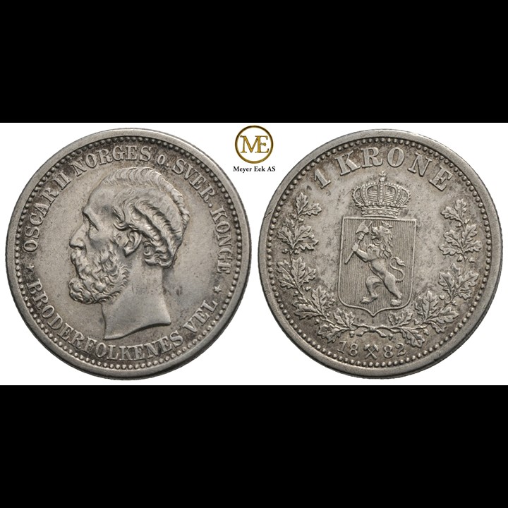 1 krone 1882 Oscar II. Kv.01