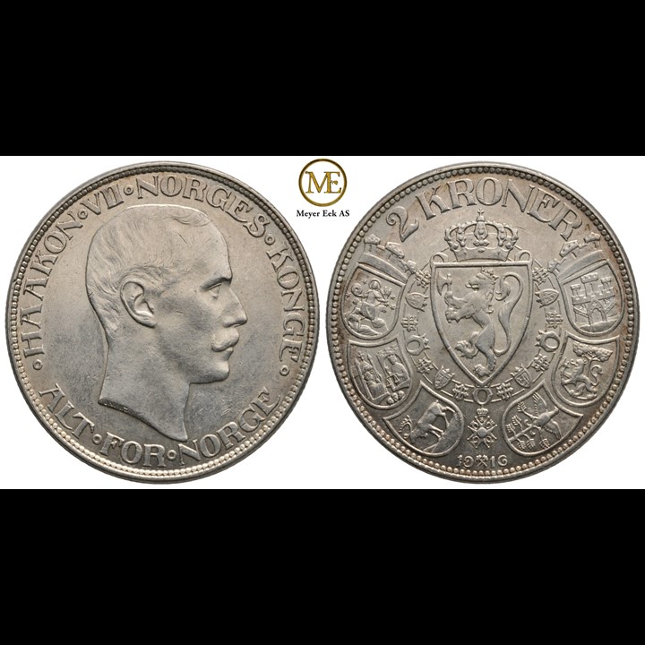 2 kroner 1916 Haakon VII. Kv.01