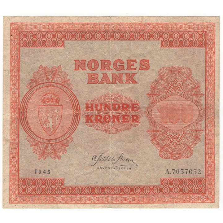 100 kroner 1945 A.7057652. Kv.1