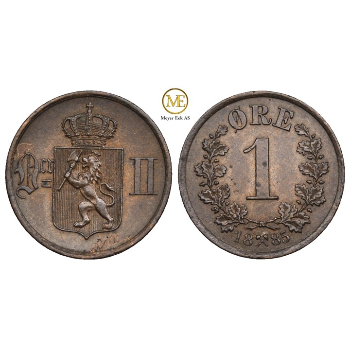 1 øre 1885 Oscar II. Kv.01