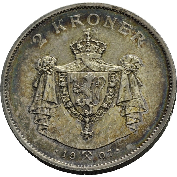 2 kroner 1907 Jub. Haakon VII. Kv.01