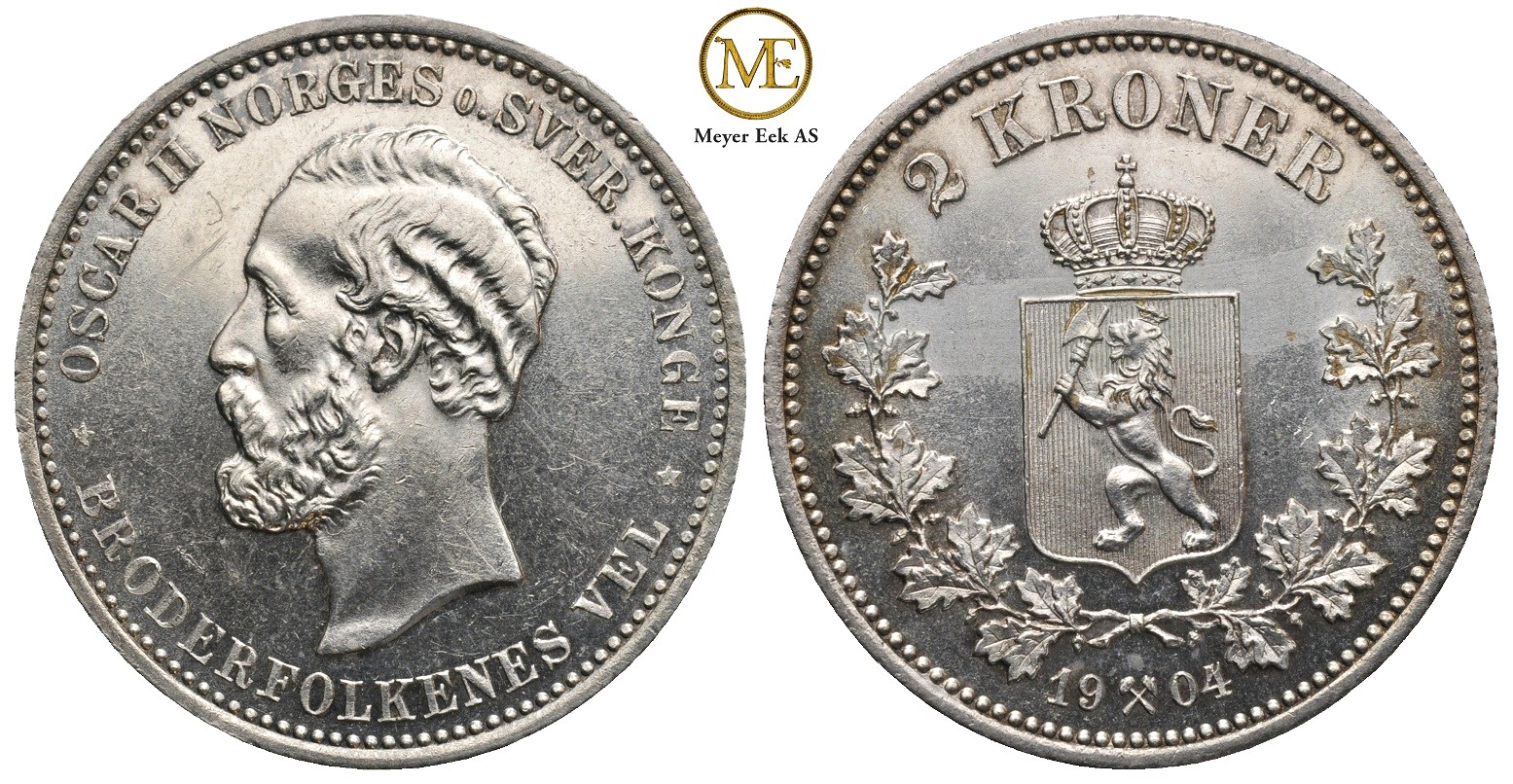 2 kroner 1904 Oscar II. Kv.0/01
