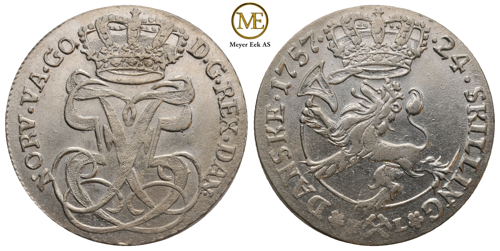 24 skilling 1757 Frederik V. Kv.0