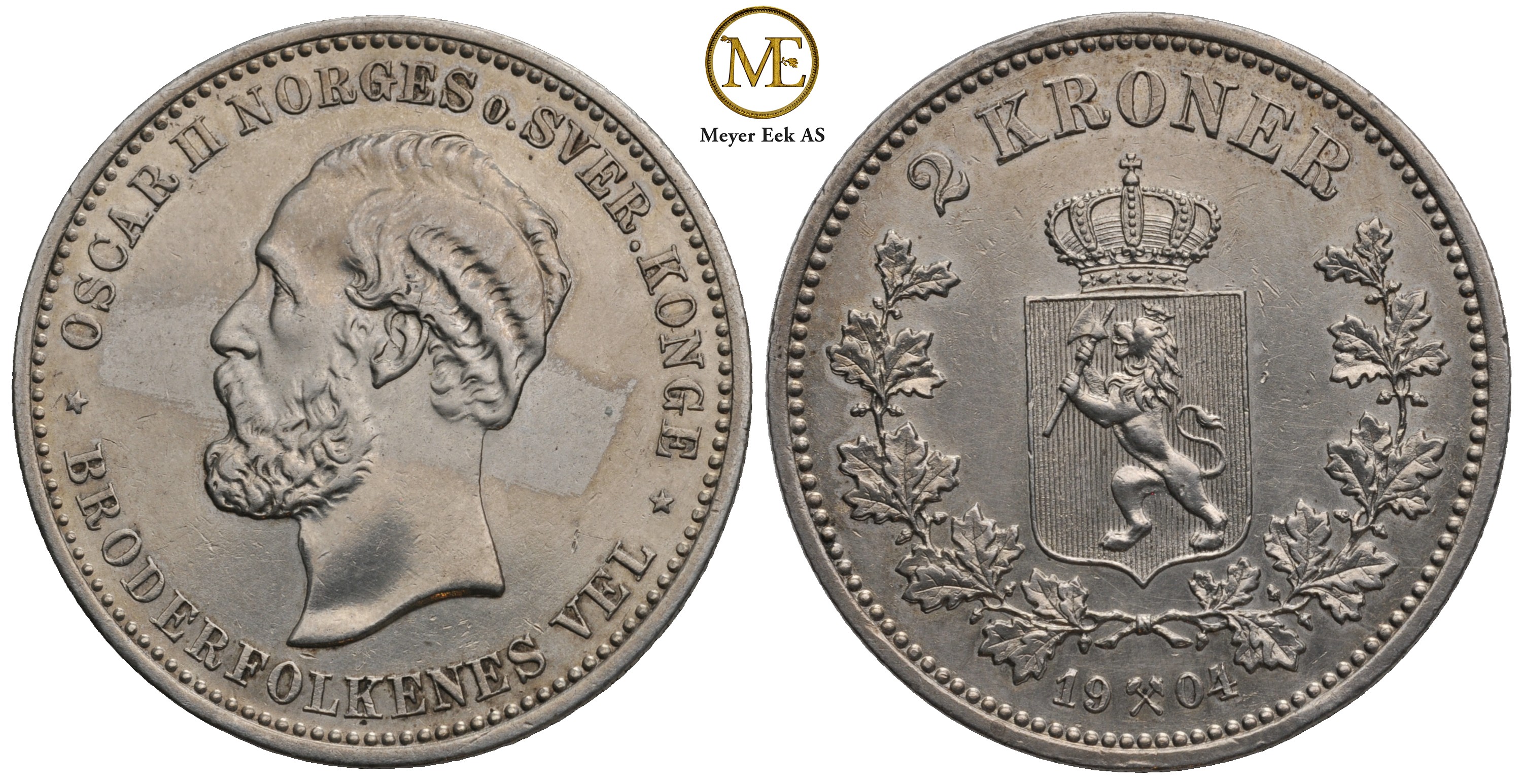 2 kroner 1904 Oscar II. Kv.01