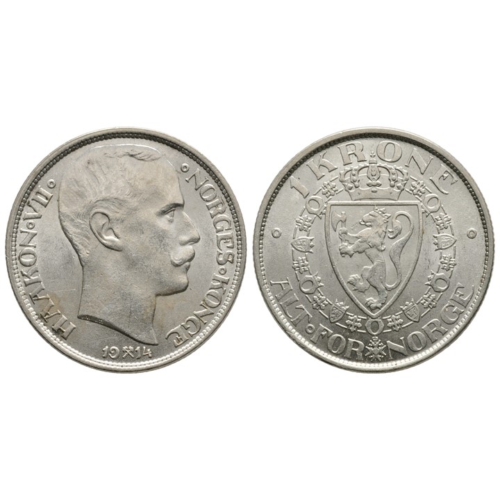 1 krone 1914 Haakon VII. Kv.0/01