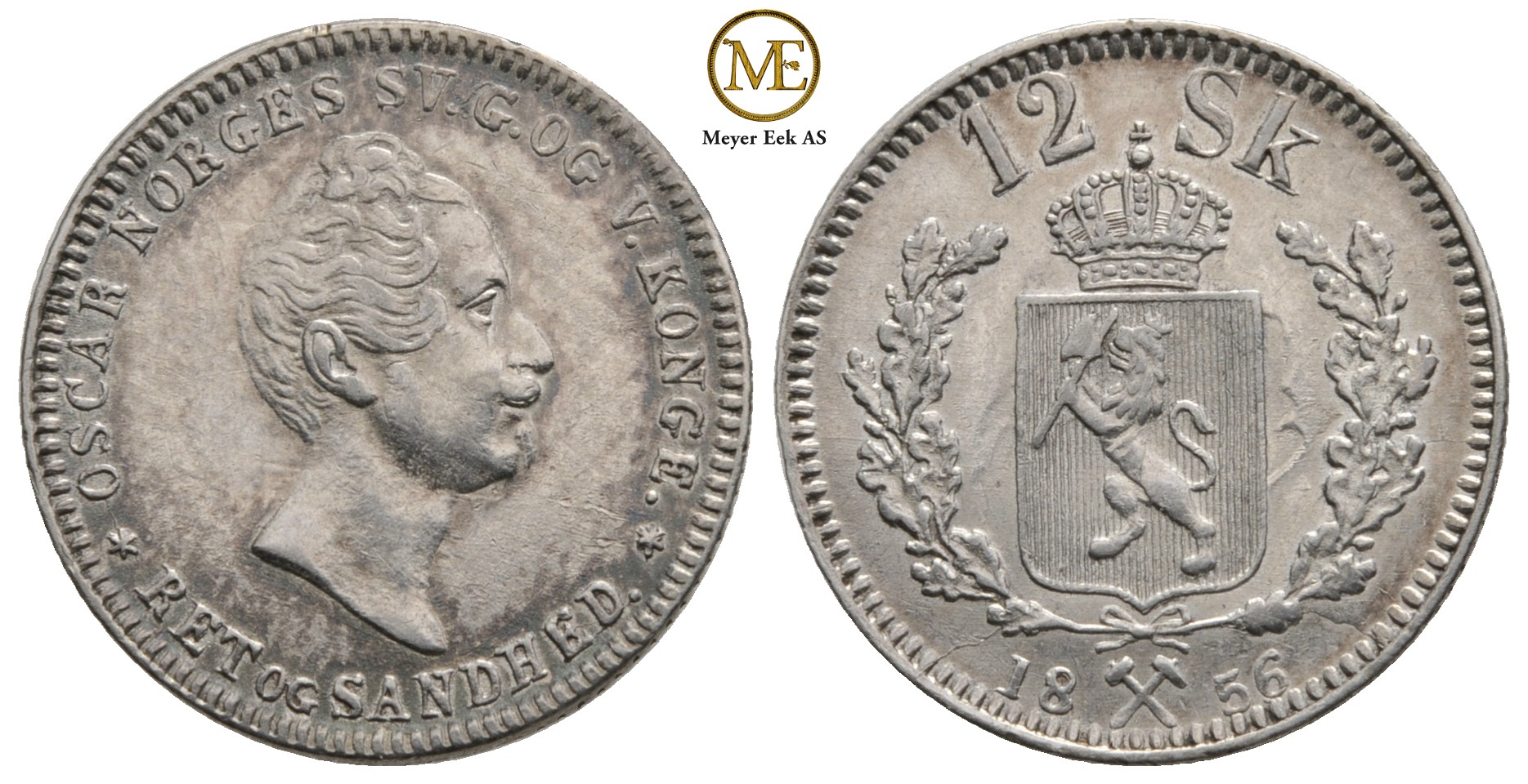 12 skilling 1856 Oscar I. Kv.01