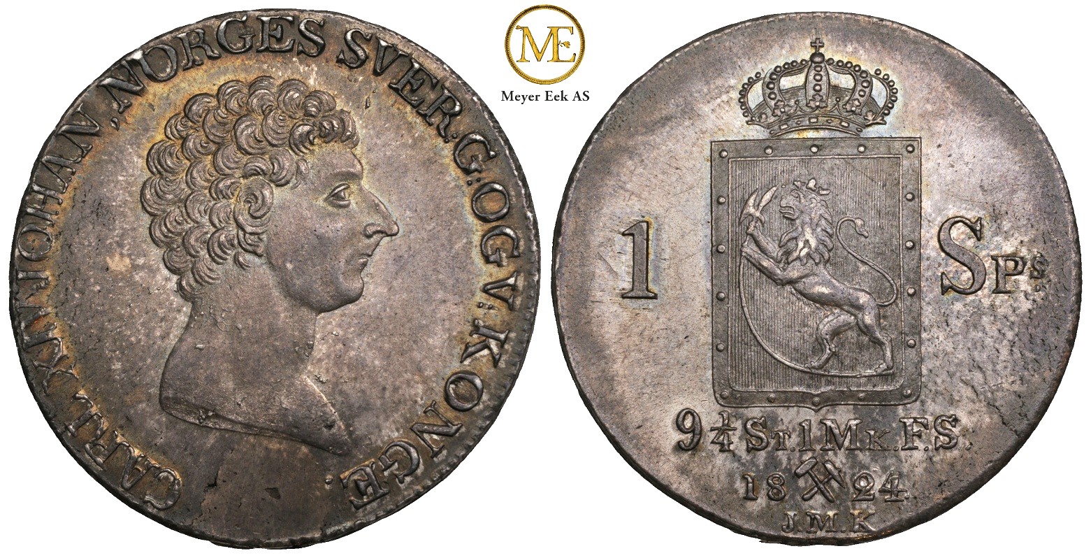 Speciedaler 1824 Carl XIV Johan. Prakteksemplar