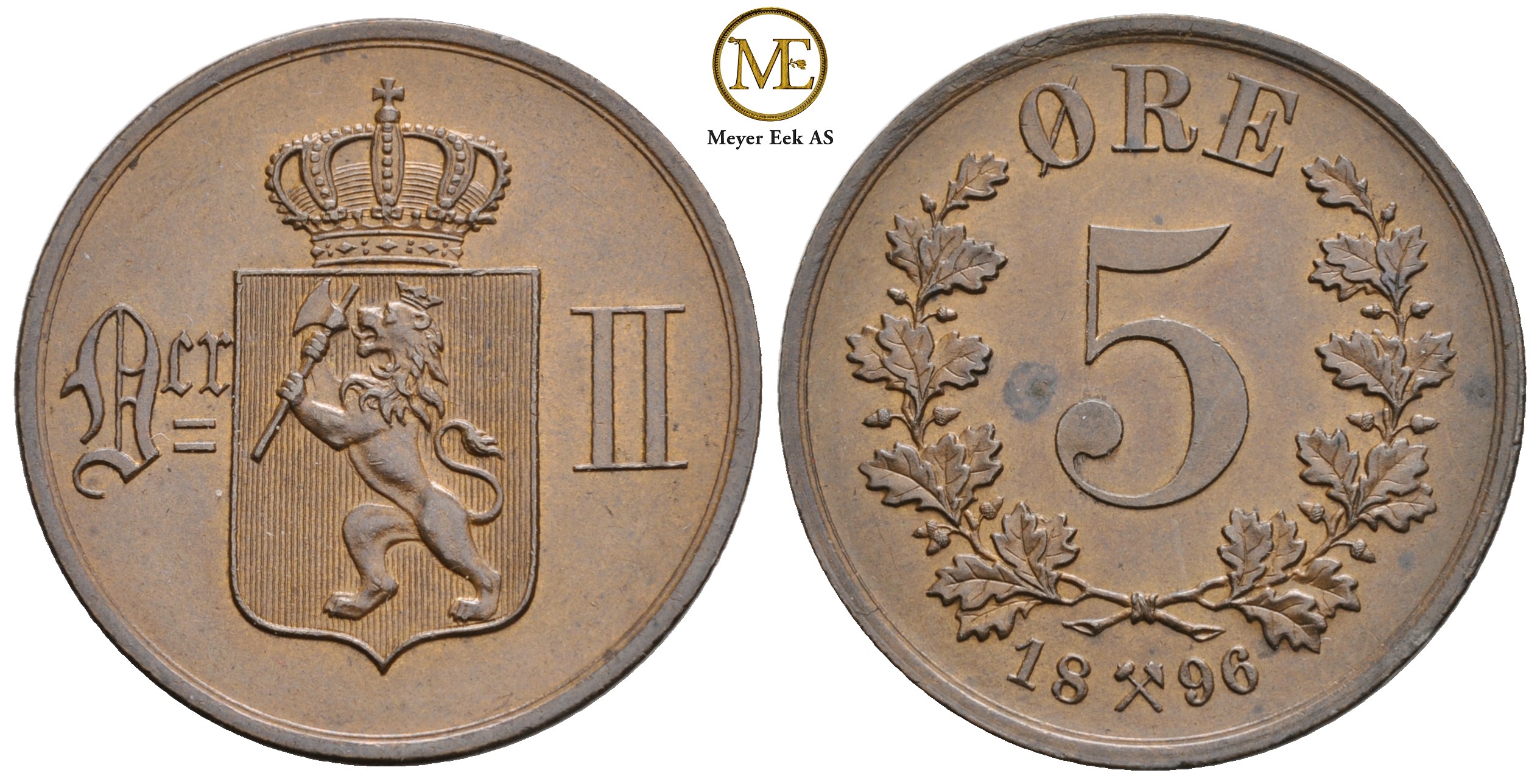 5 øre 1896 Oscar II. Kv.0/01