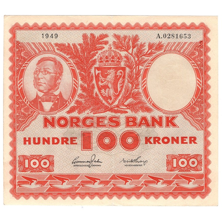 100 kroner 1949 A.0281653. Kv.01
