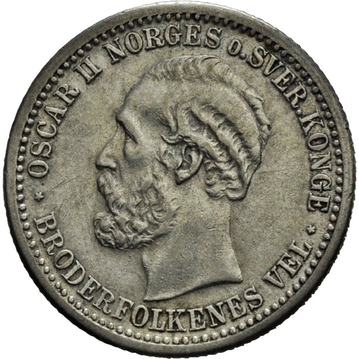 50 øre 1877 Oscar II. Kv.1+/01