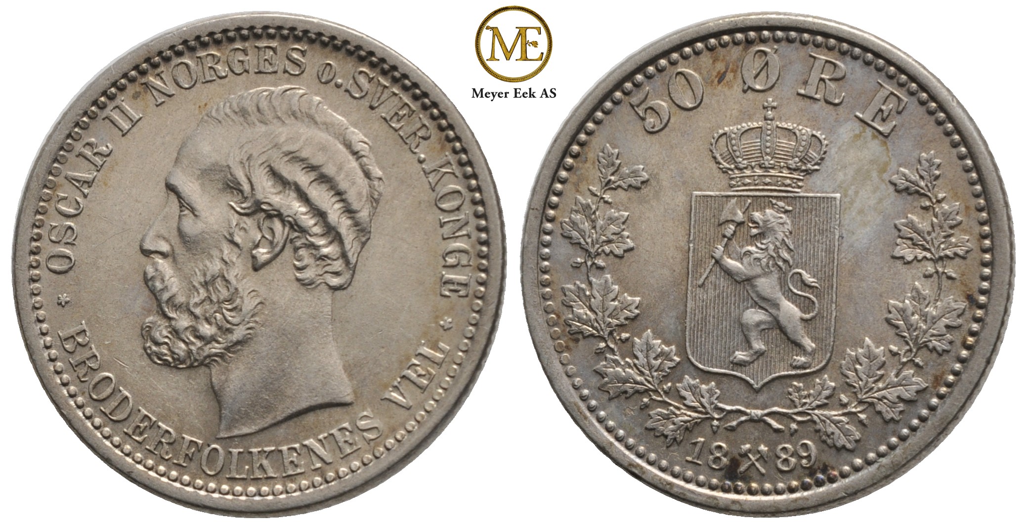 50 øre 1889 Oscar II. Kv.01