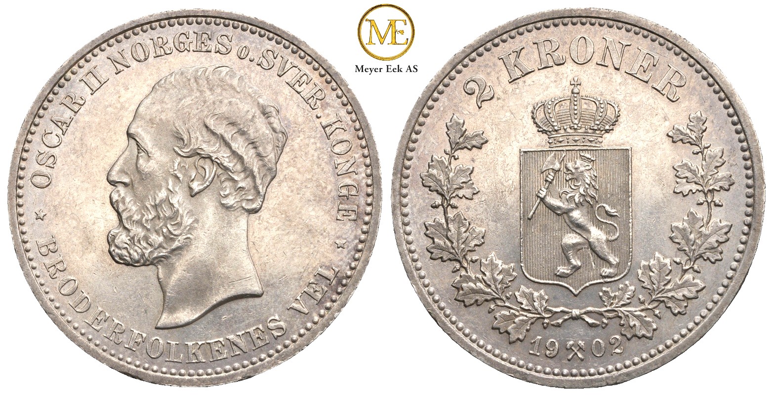 2 kroner 1902 Oscar II. Kv.0