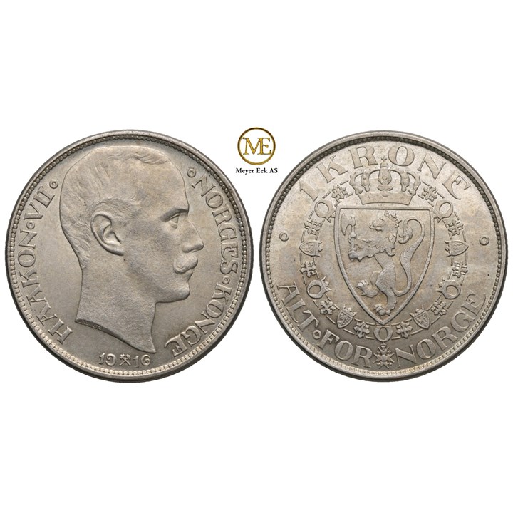 1 krone 1916 Haakon VII. Kv.0
