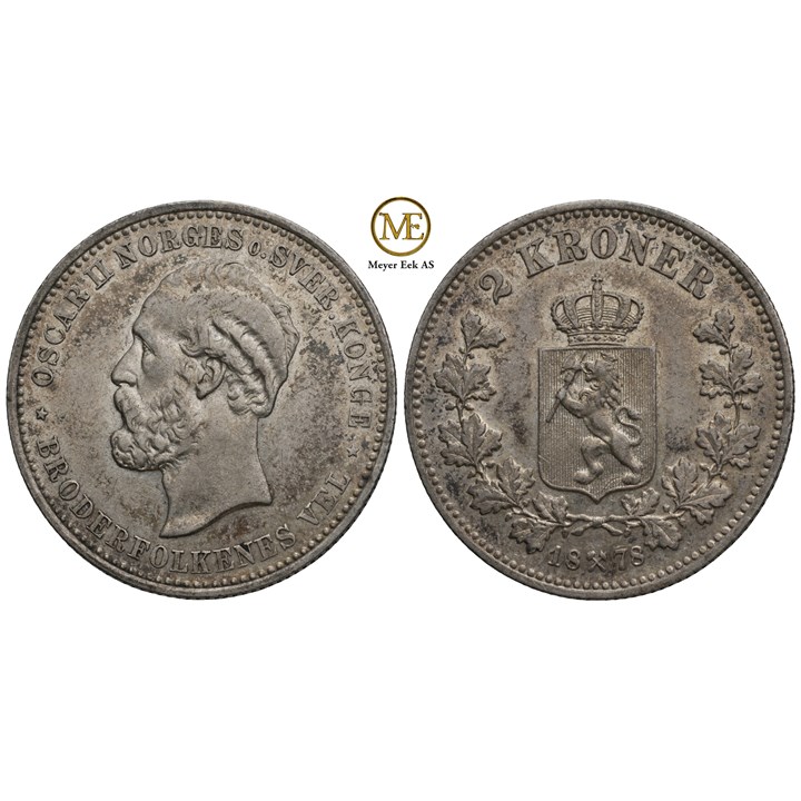 2 kroner 1878 Oscar II. Kv.01