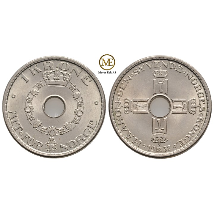 1 krone 1937 Haakon VII. Kv.0