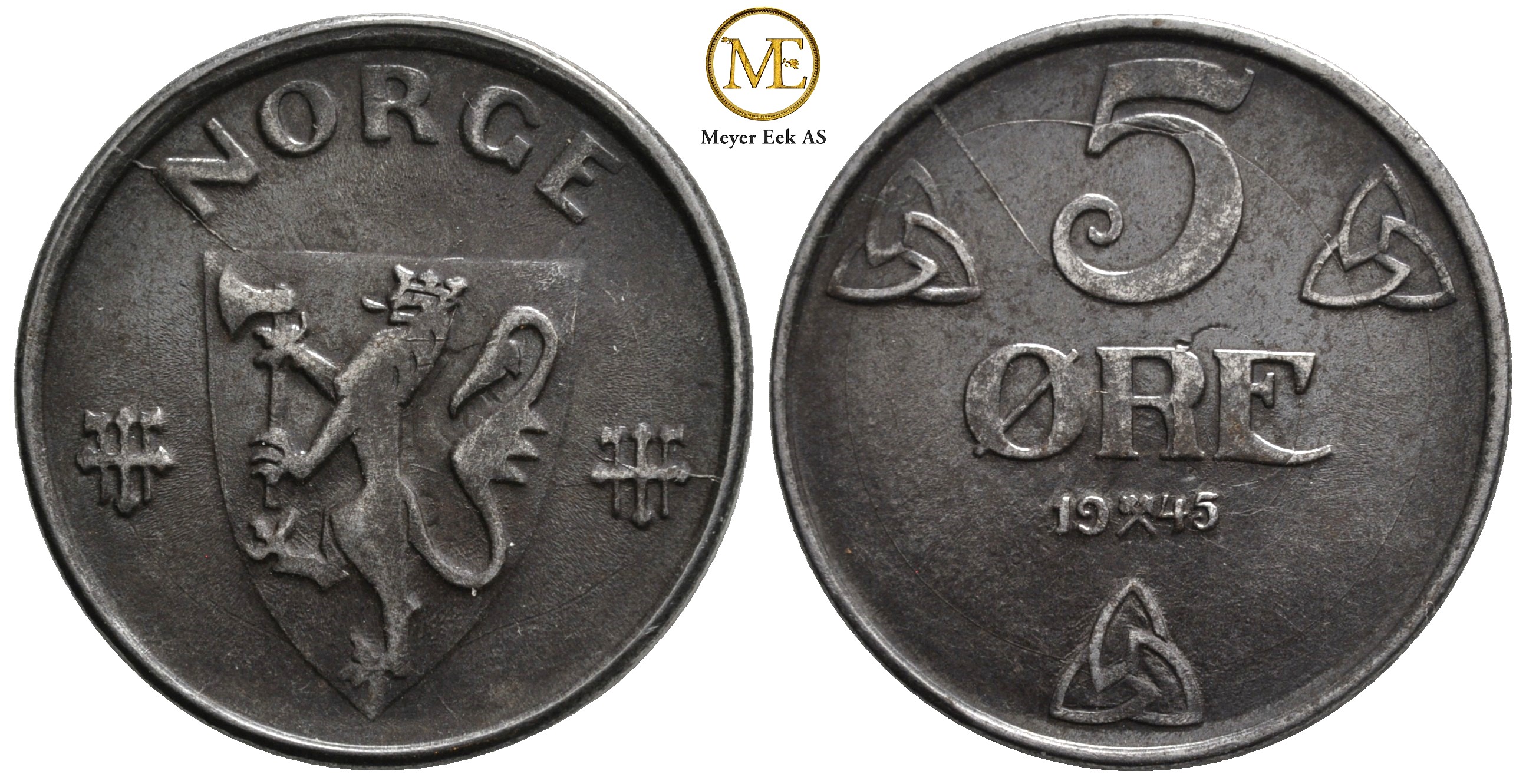 5 øre 1945 Haakon VII. Kv.0/01