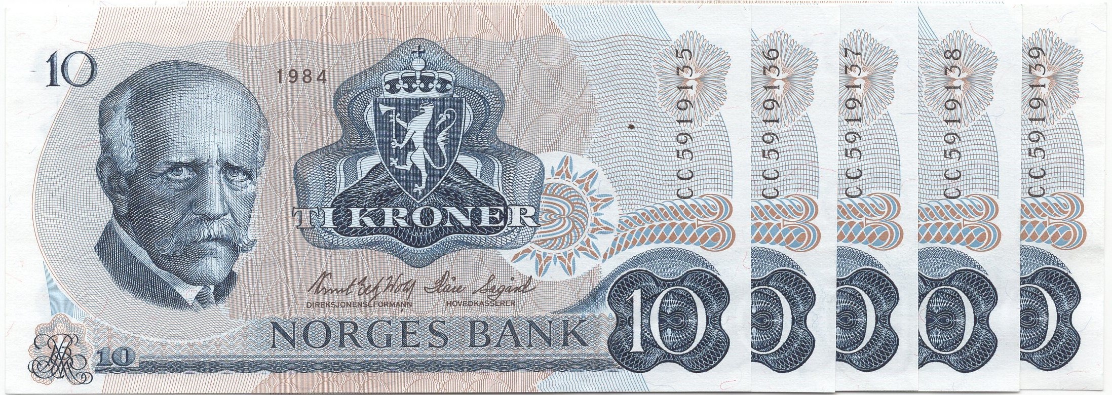 10 kroner 1984 CC i serie. Kv.0