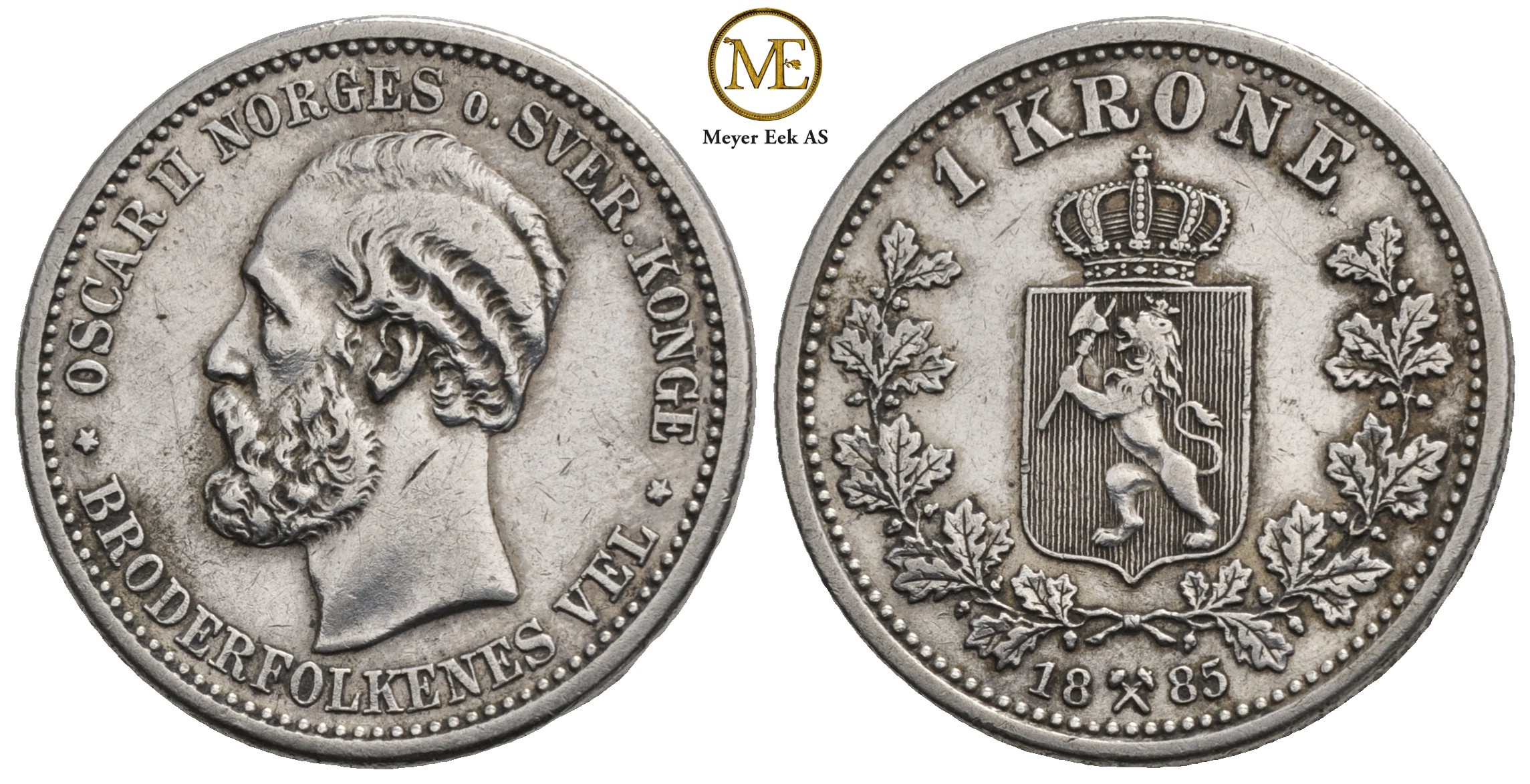 1 krone 1885 Oscar II. Kv.1+/01