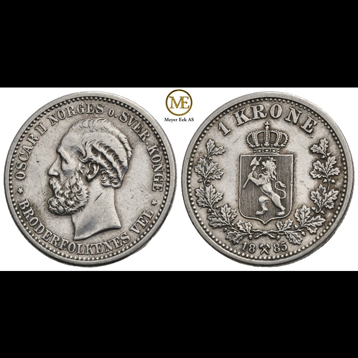 1 krone 1885 Oscar II. Kv.1+/01
