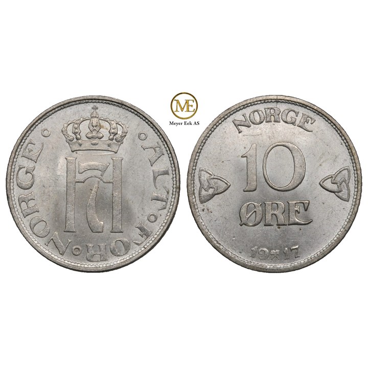 10 øre 1917 Haakon VII. Kv.0