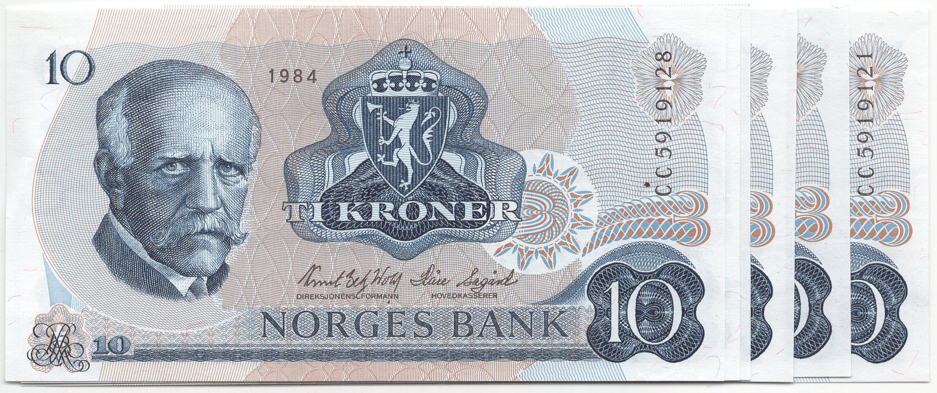 10 kroner 1984 CC i serie. Kv.0/01