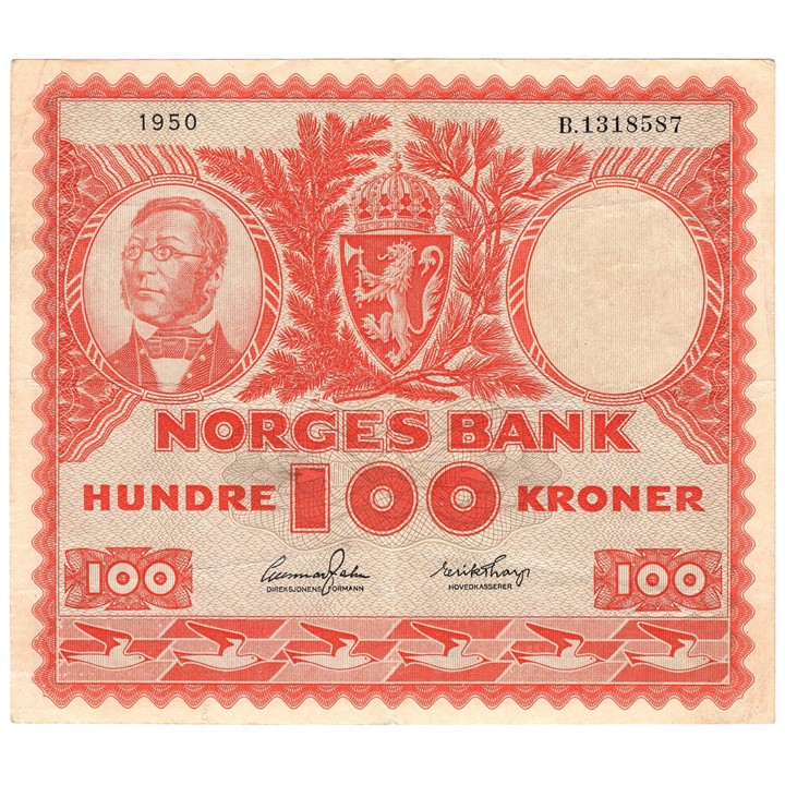100 kroner 1950 B.1318587. Kv.1/1+