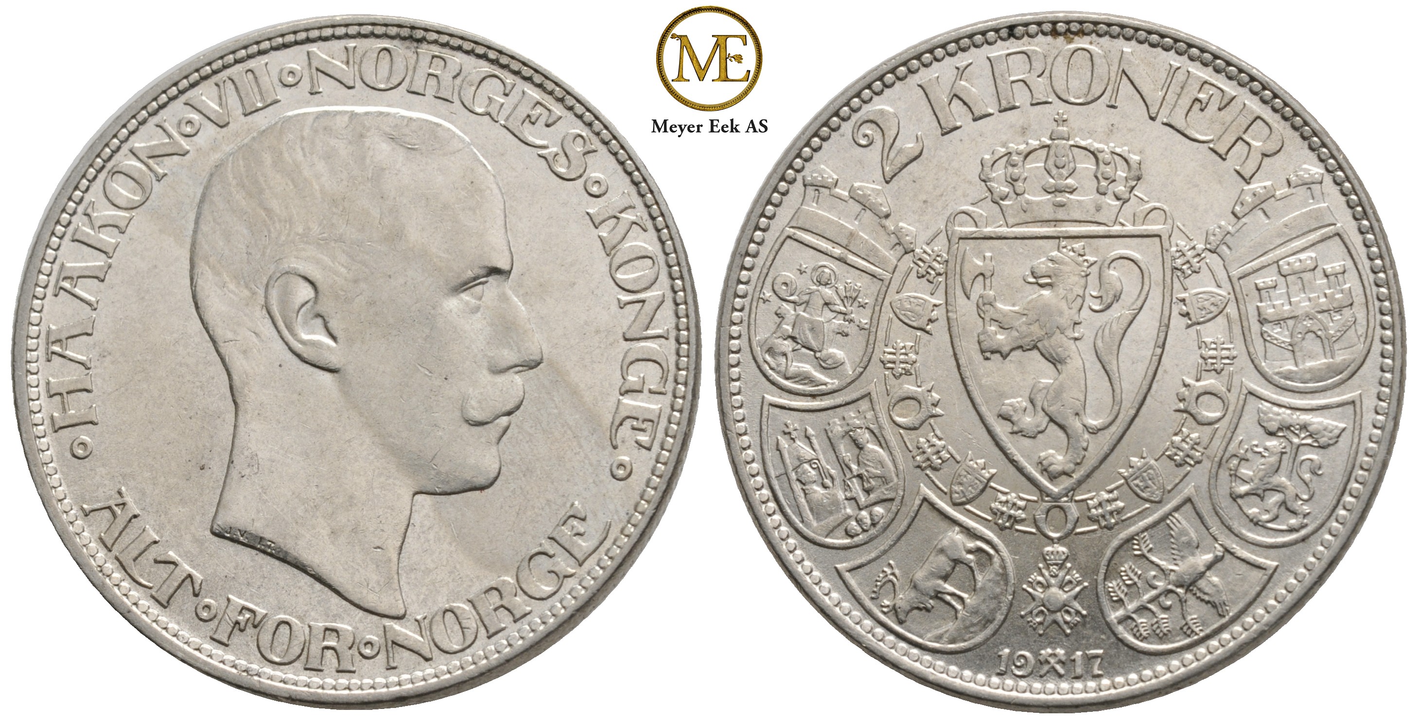 2 kroner 1917 Haakon VII. Kv.01