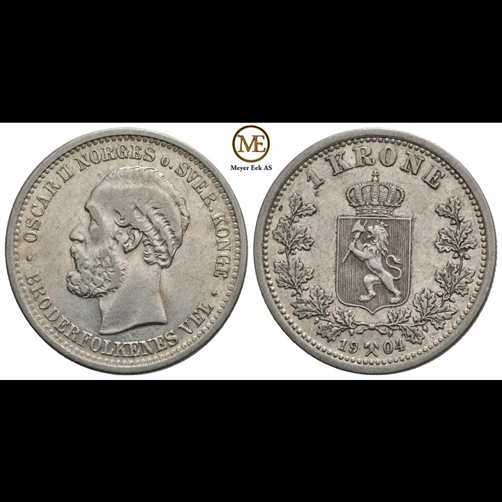 1 krone 1904 Oscar II. Kv.1+