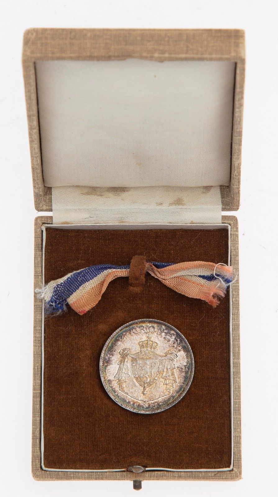 2 kroner 1907 Unionsoppløsningen med lite skjold med boks