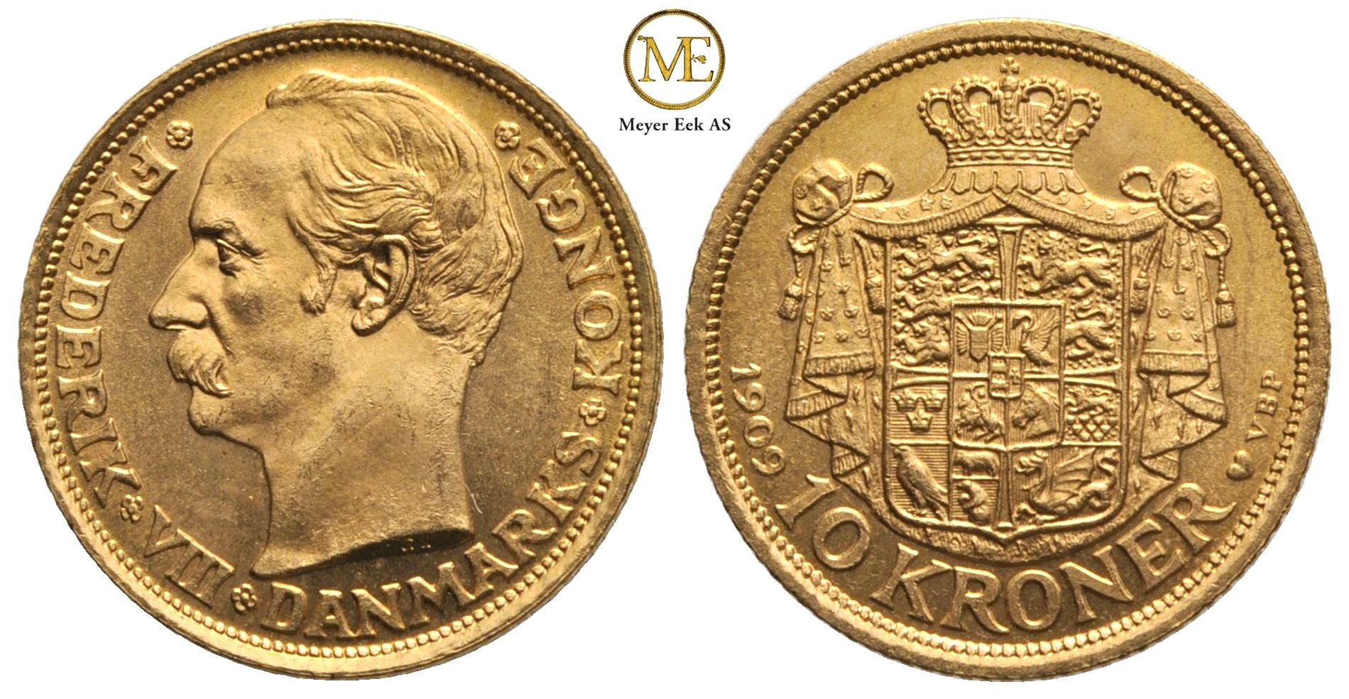 10 kroner 1909 Frederik VIII. Kv.0