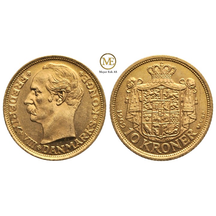 10 kroner 1909 Frederik VIII. Kv.0