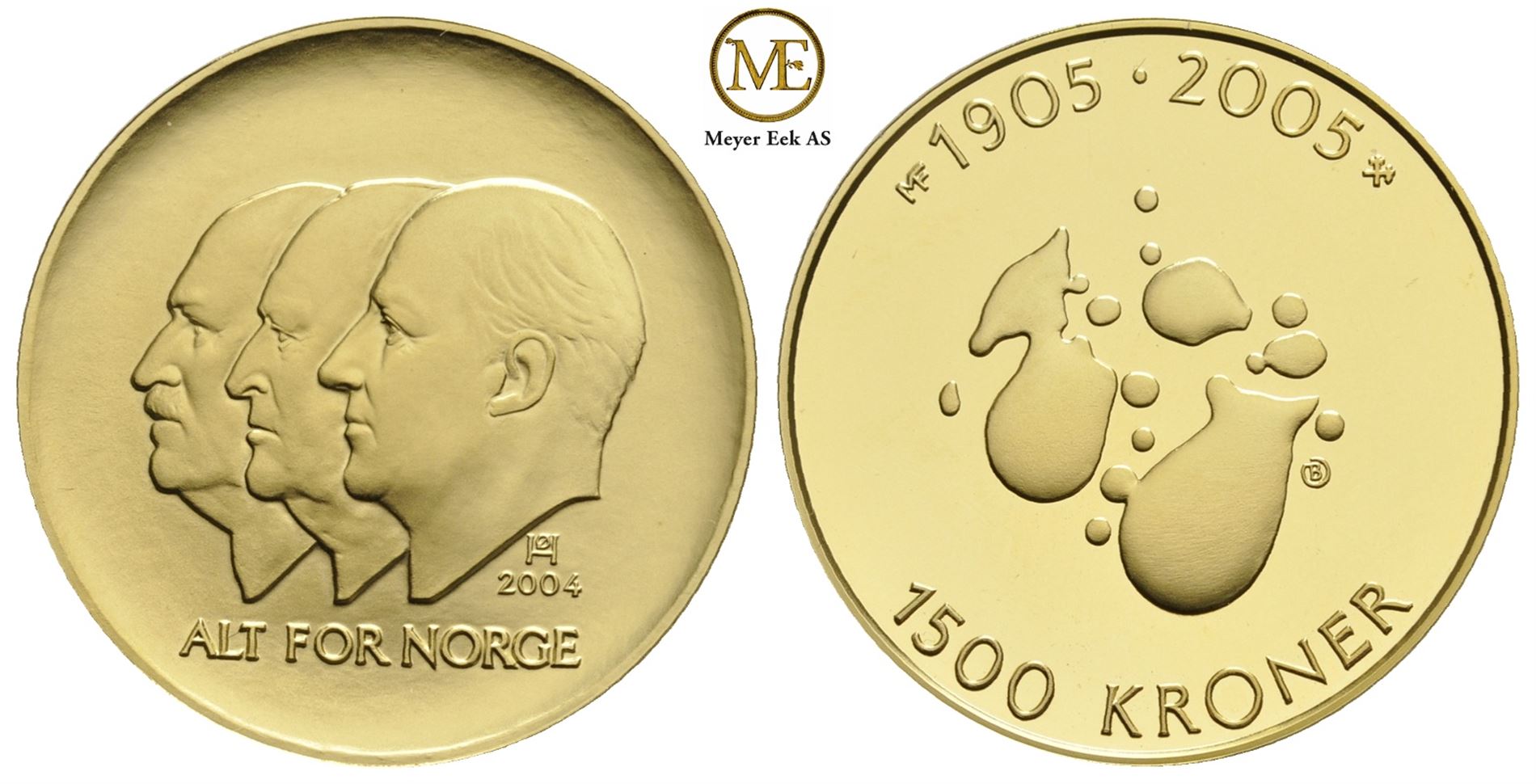 1500 kroner 2004 Hyndreårsmynten nr.2. 16,96 gr. (917) Proof