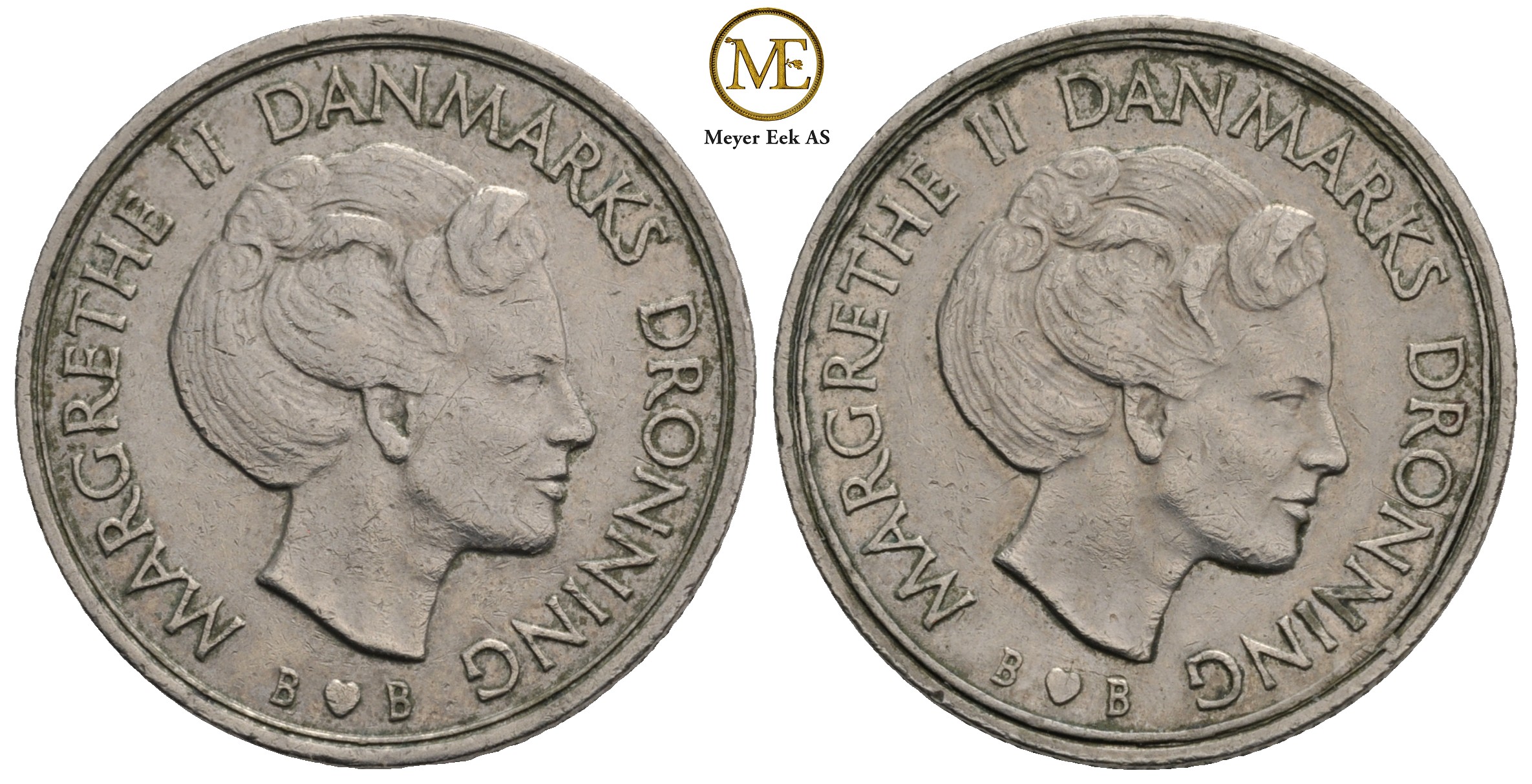 1 krone Danmark med dobbelt preg (1973-89)