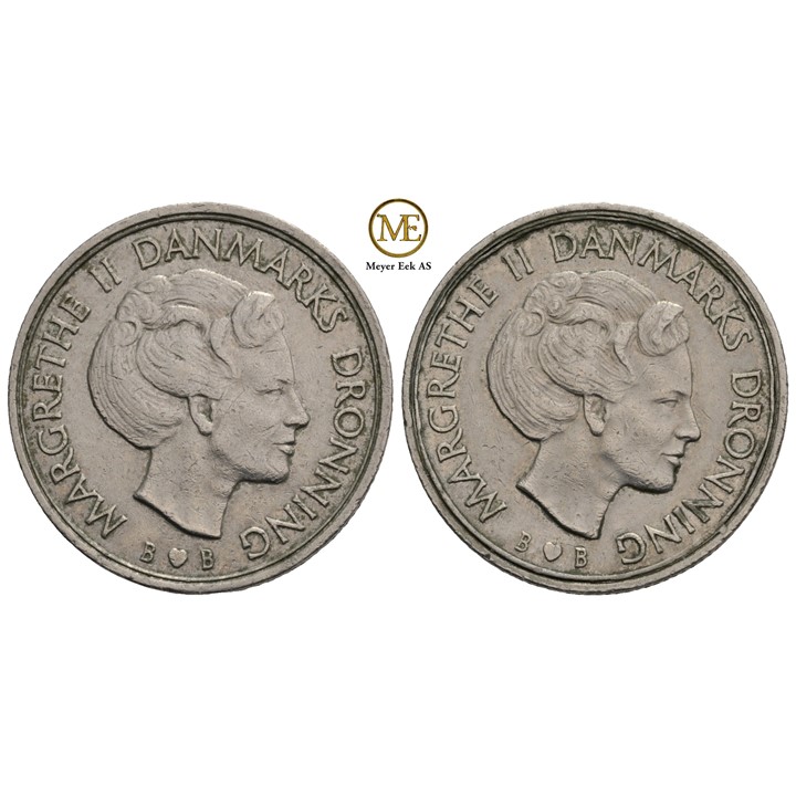1 krone Danmark med dobbelt preg (1973-89)