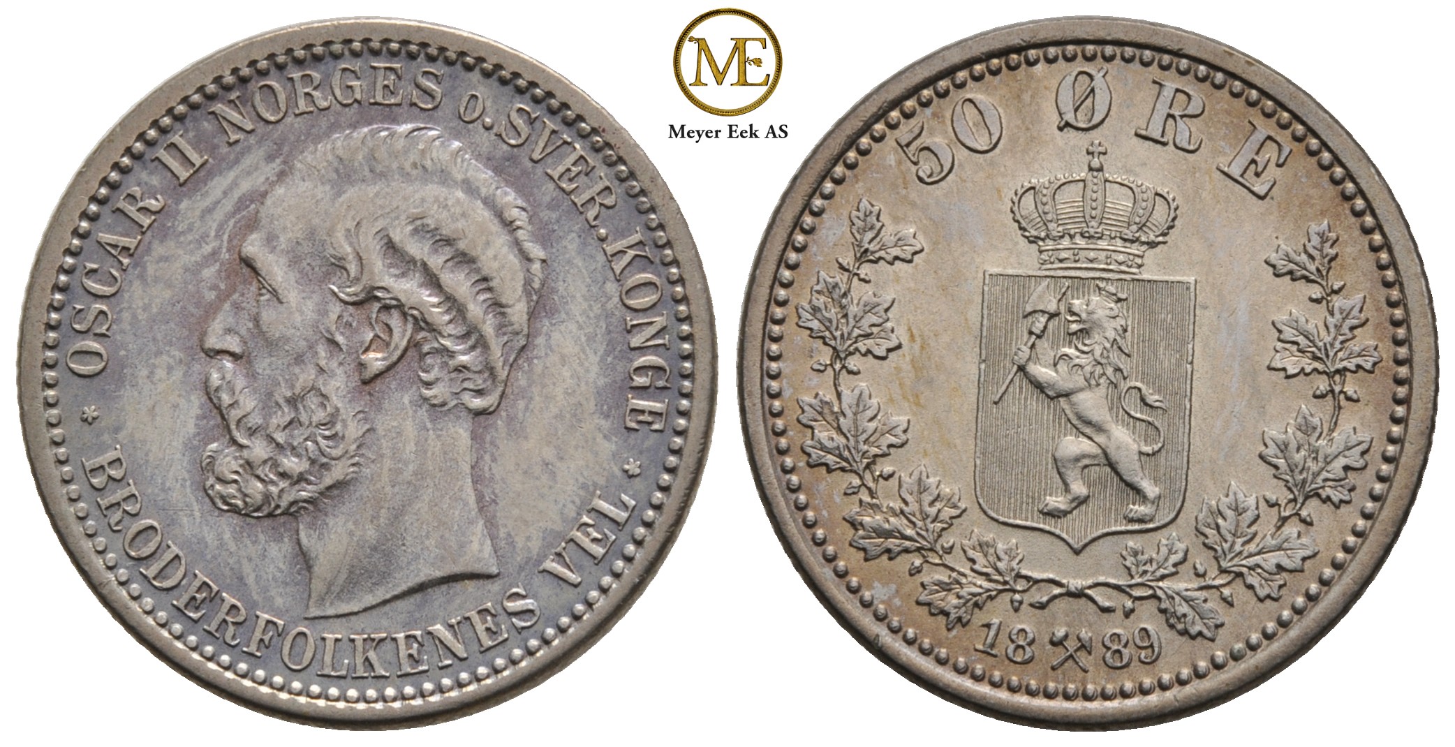 50 øre 1889 Oscar II. Kv.0/01