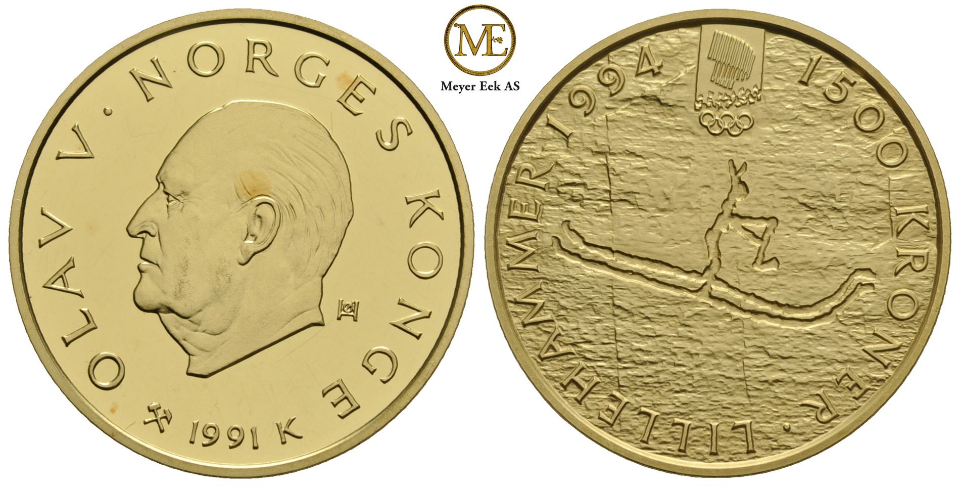 1500 kroner 1991 Lillehammer. Rødøymannen. 16,96 g. (917) Proof