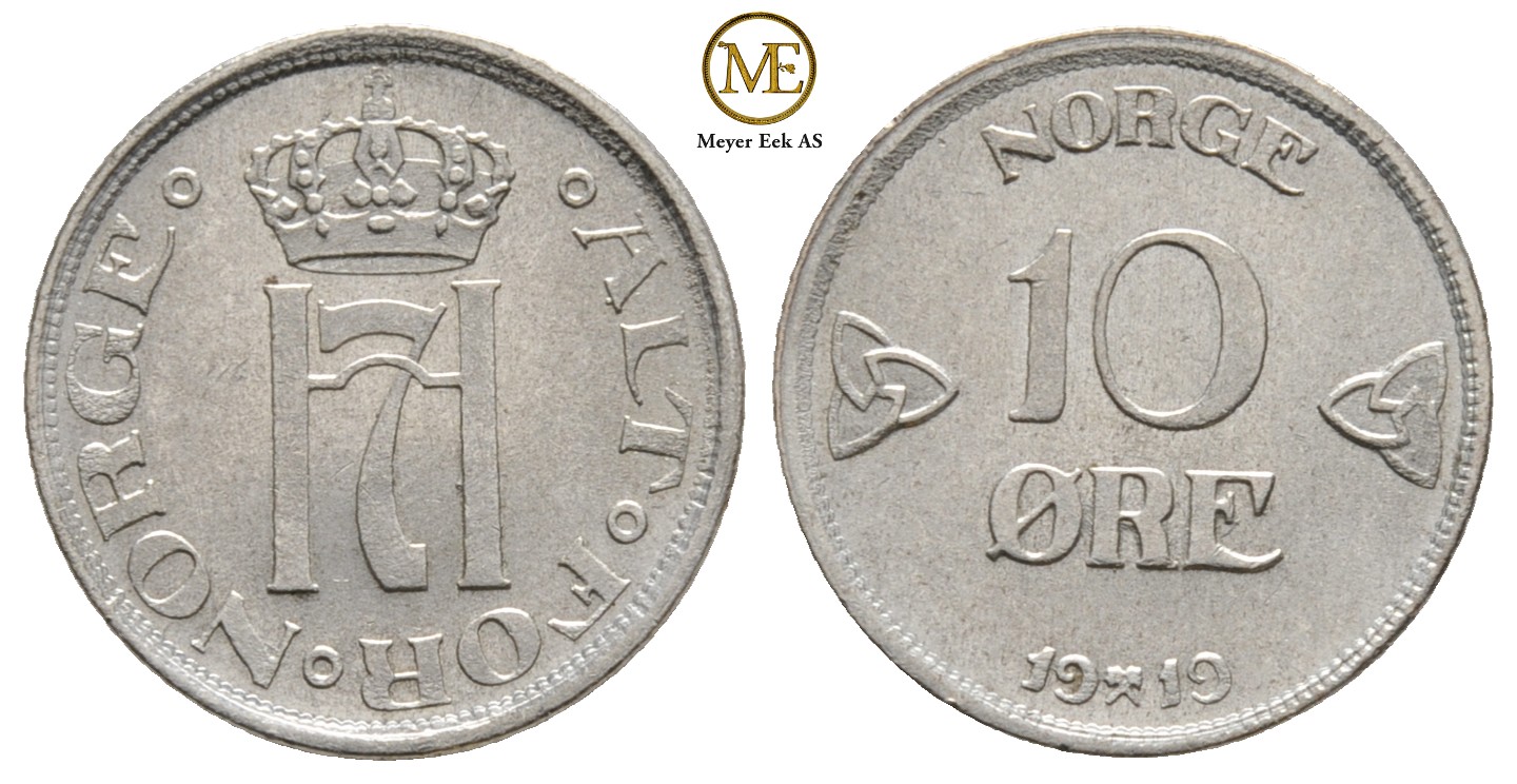 10 øre 1919 Haakon VII. Kv.0