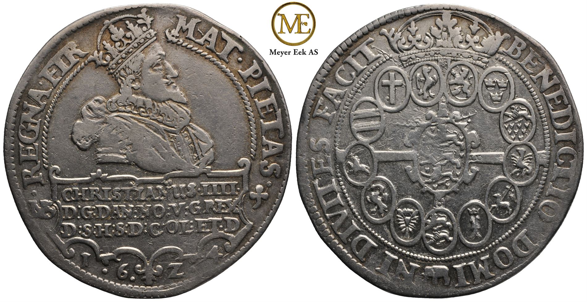 Speciedaler 1624 Christian IV. Preget av sølvet funnet på Kongsberg. Kv.1/1+
